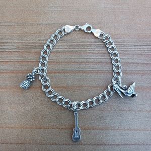 🌷 Vintage 925 Italian Sterling Silver Charm Bracelet